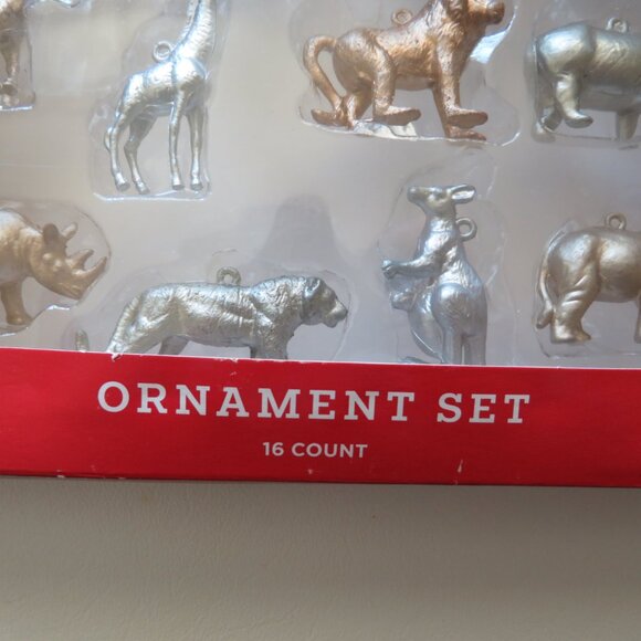 Wondershop 16 mini jungle metallic silver & gold animals Christmas ornaments - Picture 7 of 8
